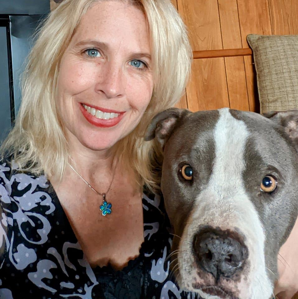 Jeannie with foster puppies