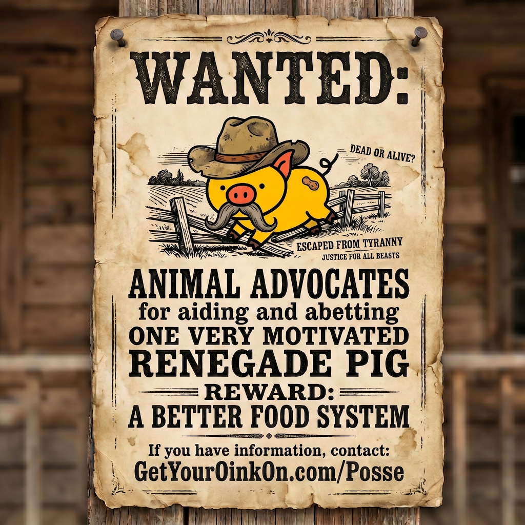 Wanted: Animal advocates for aiding and abetting one very motivated renegade pig.